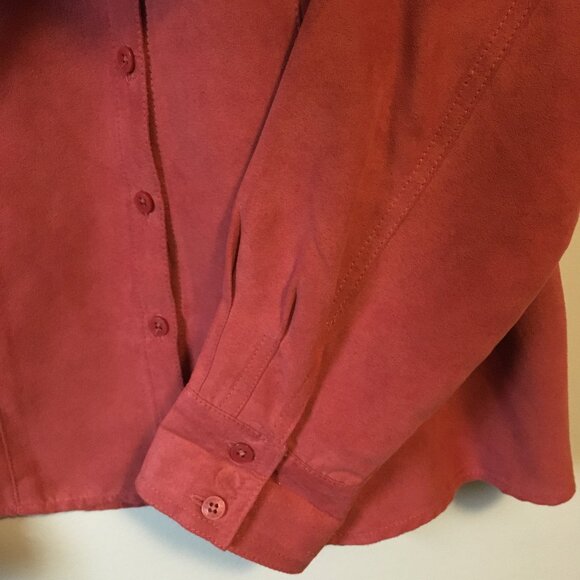 Vintage Northern Reflections Coral Pink Faux Suede Button Down Dress Shirt - Picture 7 of 14